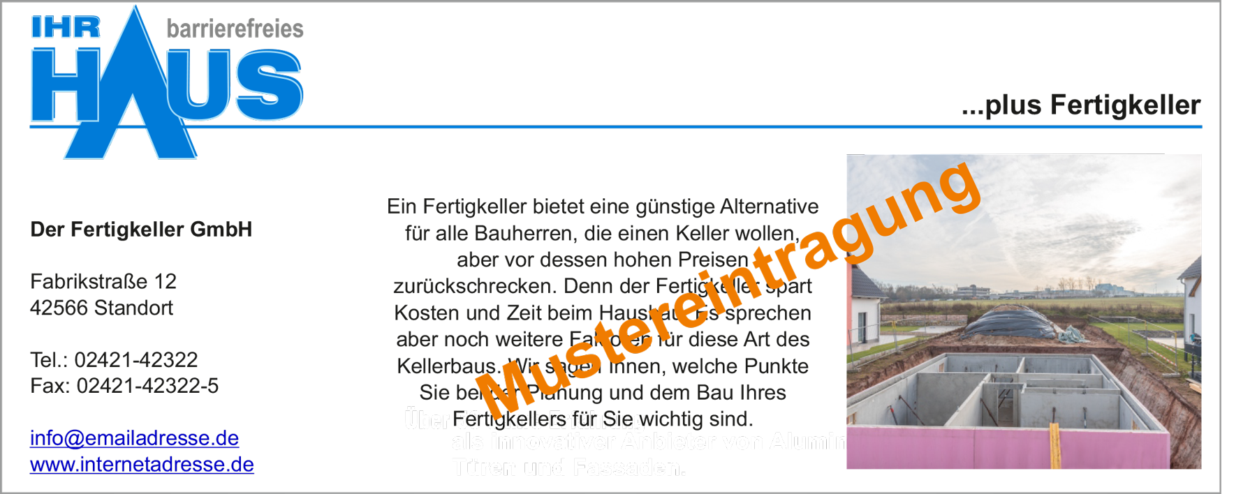 Musteranzeige-Fertigkeller Musteranzeige-Fertigkeller